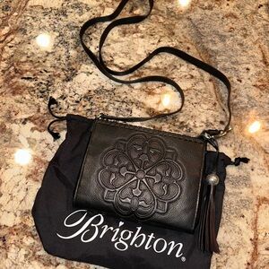 BRIGHTON FERRARA COL. BLACK FERRARA CITY ORGANIZER CROSSBODY PURSE HANDBAG
